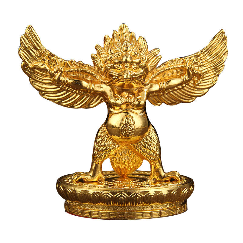 Buddha Stones Tibetan Gold Garuda Bird Alloy Protection Home Decoration Decorations BS 14