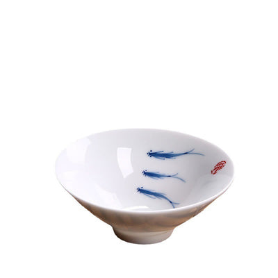 Buddha Stones Jingdezhen Blue and White Porcelain Koi Fish Ceramic Teacup Kung Fu Tea Cups Cup BS 6