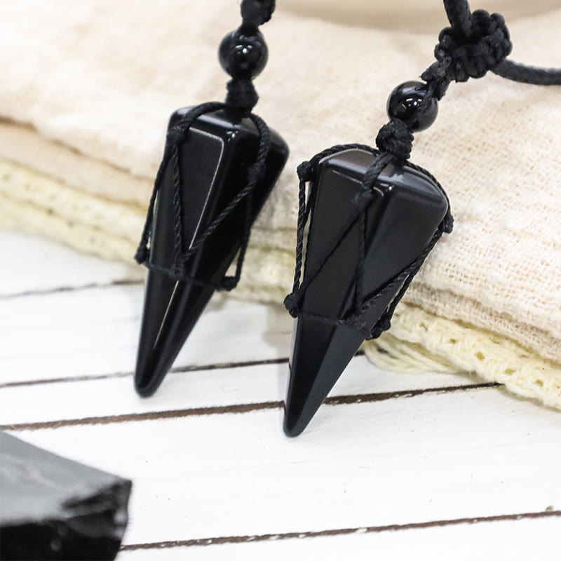 Buddha Stones Natural Stone Pointed Pendant Necklace Necklaces & Pendants BS 7