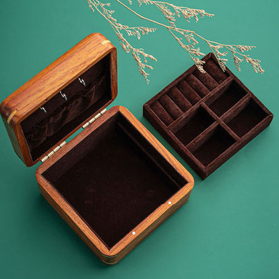 Buddha Stones Antique Flower Leaf Handmade Rosewood Jewelry Storage Box Wooden Gift Organizer Box Jewelry Storage Box BS 13