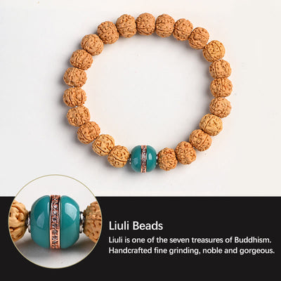 Buddha Stones Tibet Rudraksha Bodhi Seed Wealth Auspiciousness Bracelet Bracelet BS 30