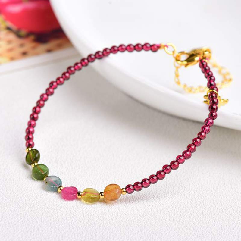 Buddha Stones Garnet Tourmaline Butterfly Protection Bracelet Anklet Bracelet Anklet BS 1