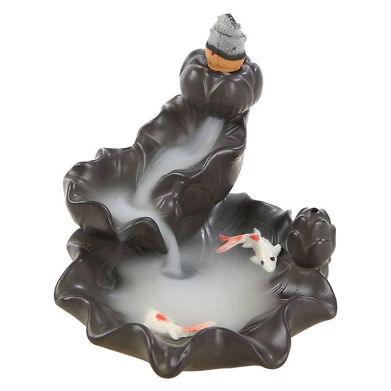 Buddha Stones Koi Fish Lucky Incense Burner Decoration Decoration BS 8