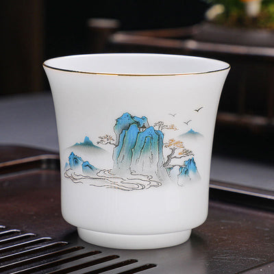 Buddha Stones Mountains Rivers Tree Ceramic Teacup Kung Fu Tea Cup 120ml Cup BS Blue Mountains Rivers 6.8cm*6.5cm*120ml