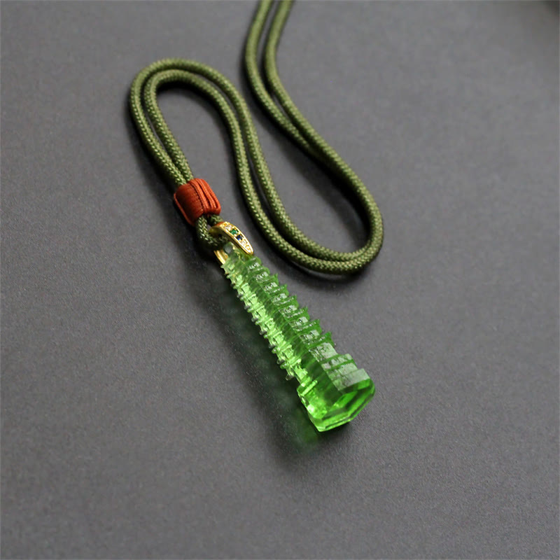 Buddha Stones Liuli Ancient Pagoda Wisdom Necklace Necklaces & Pendants BS 21