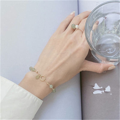 Buddha Stones Unique Natural Hetian Jade 14K Gold filled Luck Beaded Bracelet Bracelet BS 6
