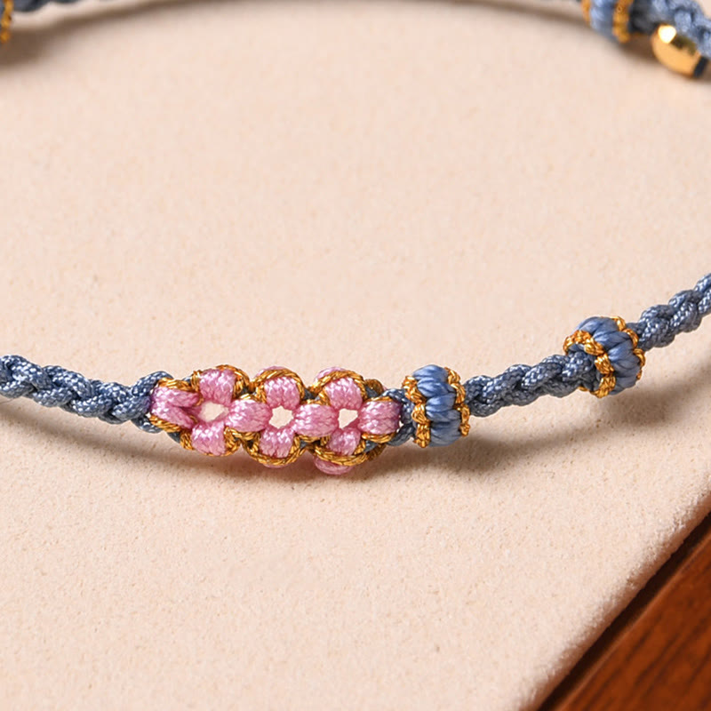 Buddha Stones Handmade Peach Blossom Protection Braided Rope Bracelet Bracelet BS 16