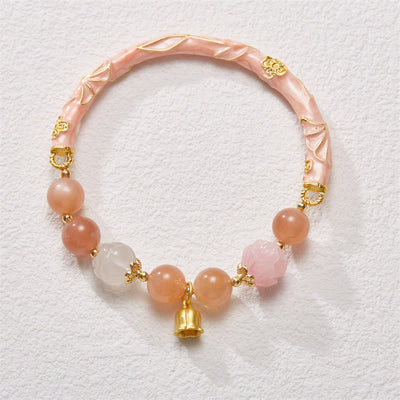 Buddha Stones Sun Stone Golden Silk Jade Lily of the Valley Charm Positive Bracelet Bangle Bracelet Bangle BS 10