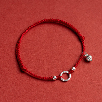 Buddha Stones 925 Sterling Silver Lucky Fortune Peace Joy Lotus Peace Buckle Red String Bracelet Bracelet BS Red(Wrist Circumference 15-18cm) Lotus
