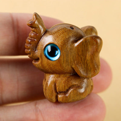 Foviel Sandalwood Small Leaf Red Sandalwood Green Sandalwood Lucky Mini Elephant Carved Protection Decoration