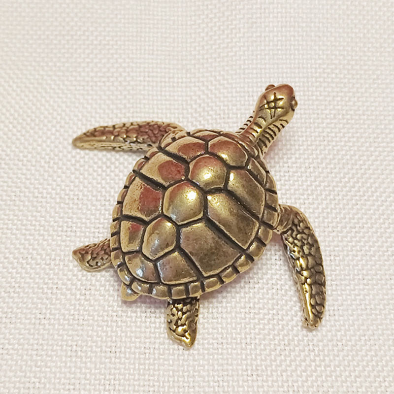 Buddha Stones Mini Small Frog Turtle Koi Fish Snail Crab Copper Wealth Home Decoration Decorations BS Turtle
