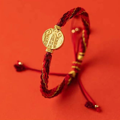 Buddha Stones Five Directions Gods of Wealth Handmade Reincarnation Knot Protection String Braid Bracelet Bracelet BS 2