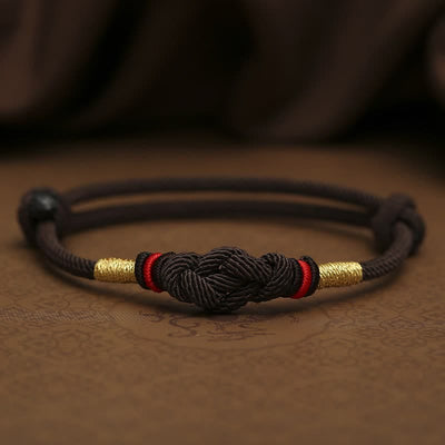 Bracelet couple tressé Foviel à nœud chinois en jade et fil rouge porte-bonheur