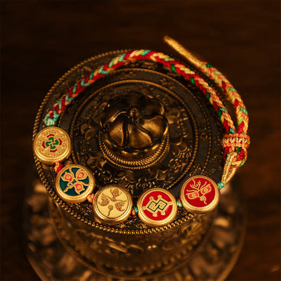 Buddha Stones Tibetan Five God Of Wealth Colorful Rope Braided Luck Bracelet Bracelet BS 9
