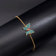 Bracelet chaîne Foviel en argent sterling 925 avec papillon en zircon et cœur