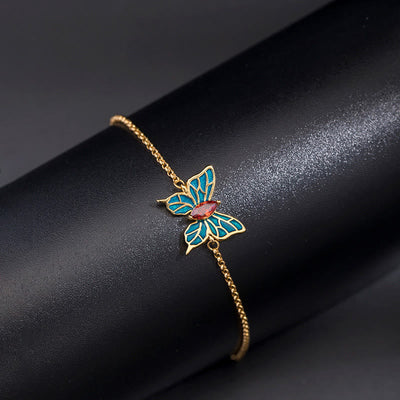 Buddha Stones 925 Sterling Silver Butterfly Zircon Love Chain Bracelet Bracelet BS Feng Shui Butterfly(Love♥Freedom)