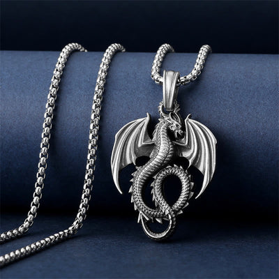 Buddha Stones Pure Tin Dragon Luck Success Necklace Pendant Necklaces & Pendants BS 2