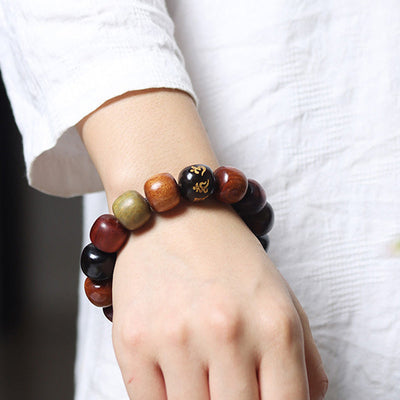 Buddha Stones Tibet Various Wood Om Mani Padme Hum Purity Bracelet Bracelet BS 7