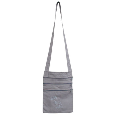 Buddha Stones Spiritual Mind Practice Lotus Embroidered Cotton Shoulder Bag Crossbody Bag - Gray Lotus Flower Spiritual Practice Bag - image 7