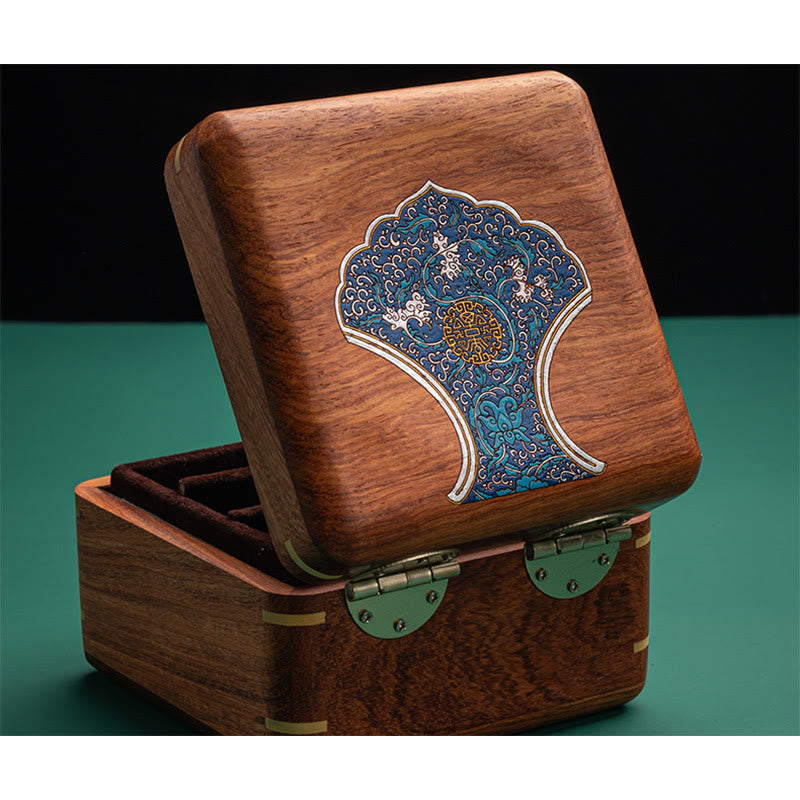 Buddha Stones Antique Flower Leaf Handmade Rosewood Jewelry Storage Box Wooden Gift Organizer Box Jewelry Storage Box BS 21