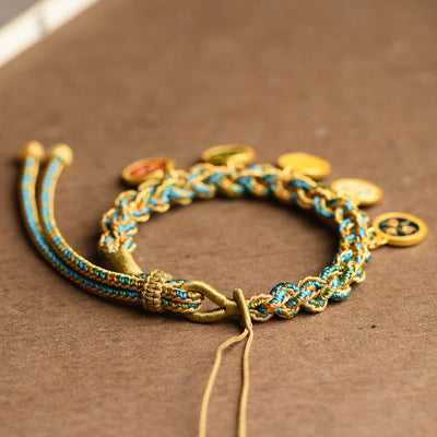 Buddha Stones Tibetan Five God Of Wealth Luck Handcrafted Braid String Bracelet Bracelet BS 2
