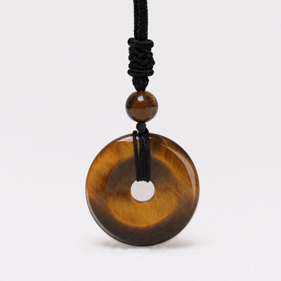 Buddha Stones Lucky Coin Pendant Healing Crystal Gemstone Necklace Necklaces & Pendants BS Tiger Eye