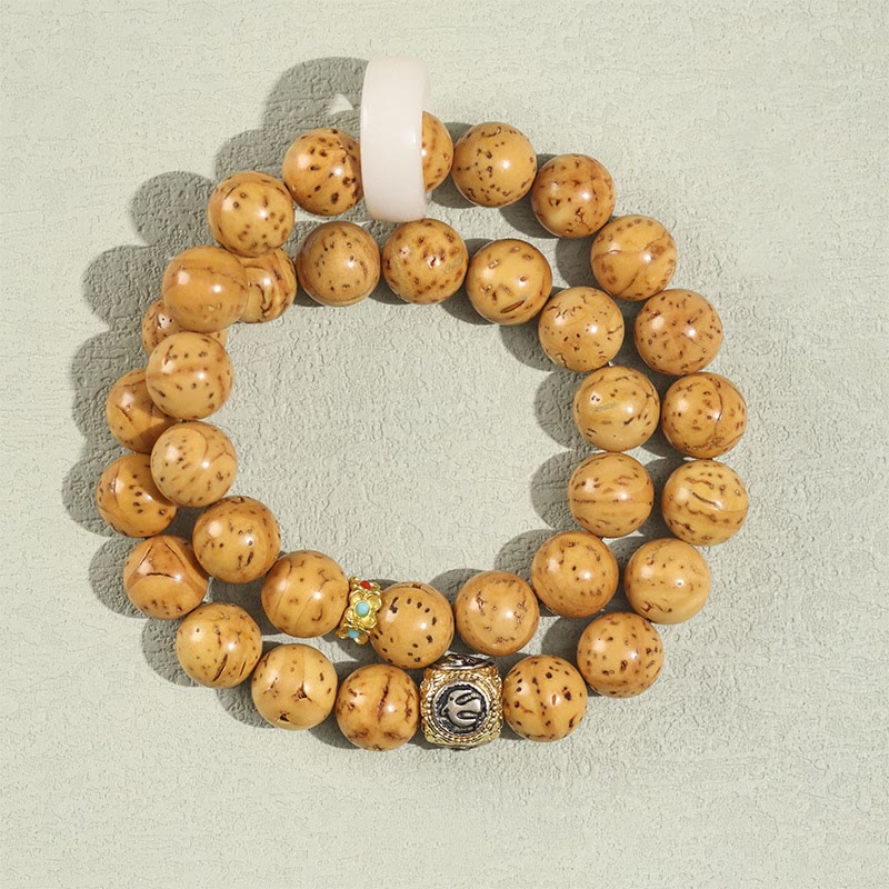 Buddha Stones Tibetan Natural Purple Gold Rat Bodhi Seed Wealth Double Wrap Bracelet Bracelet BS Bodhi Seed(Auspiciousness♥Luck)(Wrist Circumference 15cm)