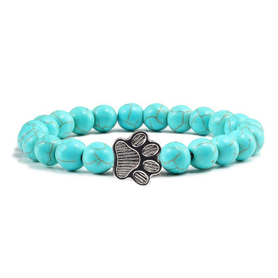Buddha Stones “Save A Dog” Stone Bracelet - Blue Beads - image 1