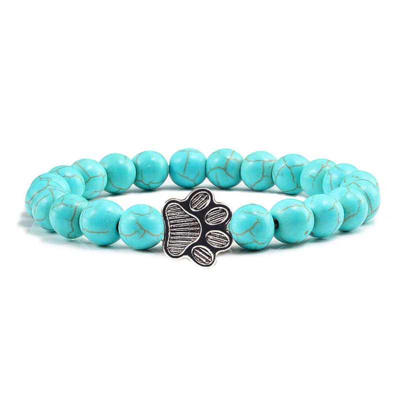 Buddha Stones “Save A Dog” Stone Bracelet - Blue Beads - image 1
