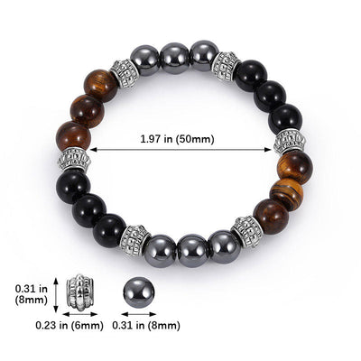 Buddha Stones Tiger Eye and Hematite Good Luck and Healing Bracelet Bracelet BS 1