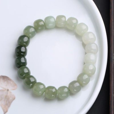 Buddha Stones Gradient Jade Luck Blessing Bracelet Bracelet BS Gradient Jade