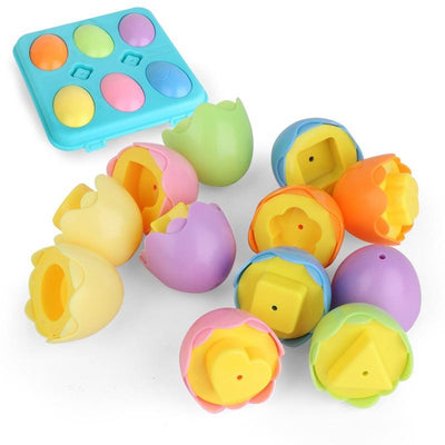 Fidtoy Dinosaur Matching Eggs Toy for Toddlers – Montessori Shape Sorting Learning Eggs Set