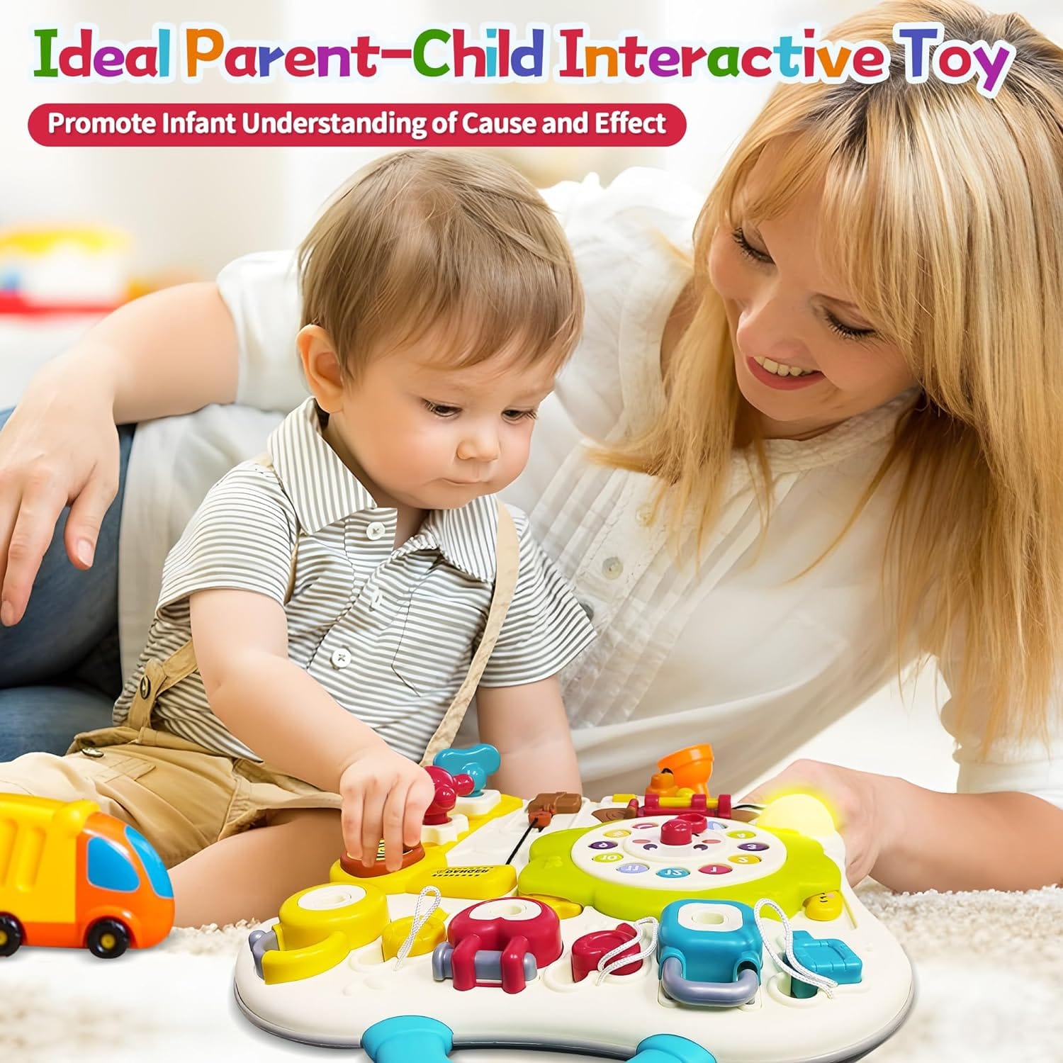 Fidtoy Montessori Multifunction Exploration Busy Board for Babies Light Music Sensory Travel Learning Toy Age 0-3