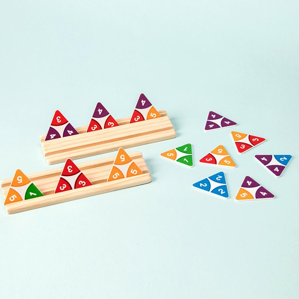 Fidtoy Triangle Numbers Wooden Jigsaw Puzzle for Kids | Wooden Number Puzzle Board Game, Parent-Child Interactive Puzzle, Spatial Reasoning, Short-Term Memory & Problem-Solving Toy Age 3+