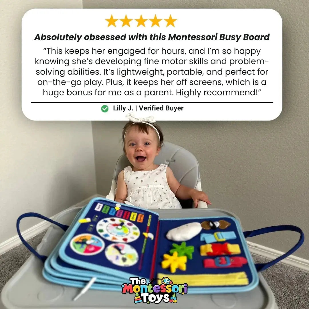 Fidtoy 7 in 1 Sensory Kit – Montessori Busy Board Book for Toddlers, Fine Motor Skills, Travel Quiet Toy