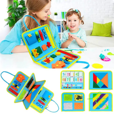 Fidtoy 7 in 1 Sensory Kit – Montessori Busy Board Book for Toddlers, Fine Motor Skills, Travel Quiet Toy