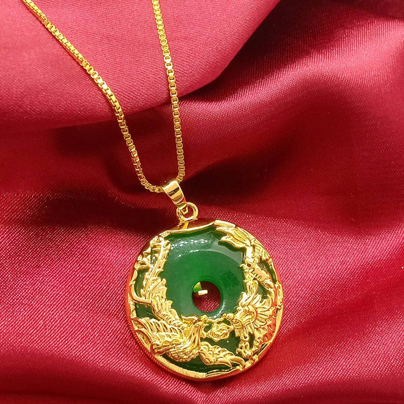 Collier de prospérité en jade naturel Foviel