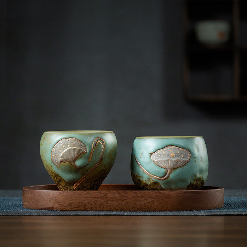 Buddha Stones Lotus Pod Engraved Teacup Kung Fu Tea Cup Cup BS 3