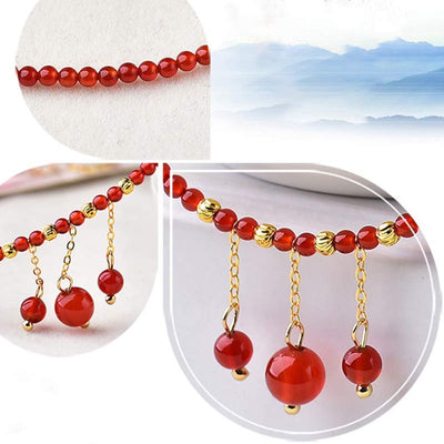 Buddha Stones Red Agate Confidence Calm Anklet Anklet BS 7