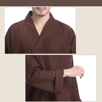 Buddha Stones Meditation Prayer V-neck Design Cotton Linen Spiritual Zen Practice Yoga Clothing Men's Set - image 7