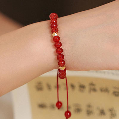 Natural Red Agate Endless Knot Four Leaf Clover Star Confidence String Bracelet Bracelet BS 9