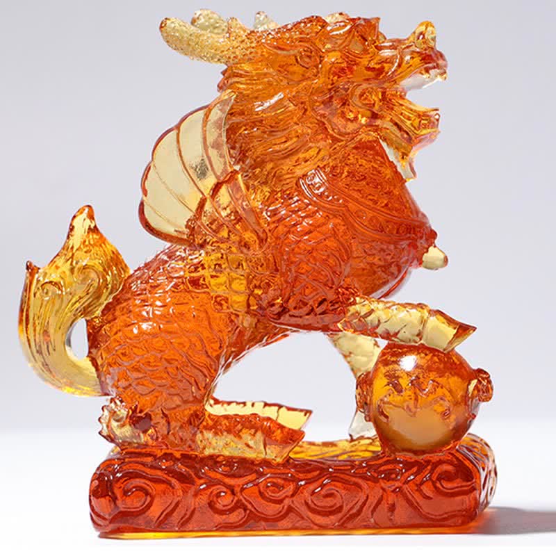 Buddha Stones Feng Shui Kirin Handmade Liuli Crystal Art Piece Fortune Home Office Decoration Decorations BS 9