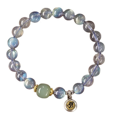 Buddha Stones Chinese Zodiac 925 Sterling Silver Natural Moonstone Hetian Jade Positive Bracelet - image 7