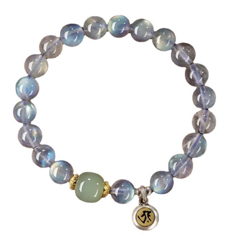 Buddha Stones Chinese Zodiac 925 Sterling Silver Natural Moonstone Hetian Jade Positive Bracelet - image 7