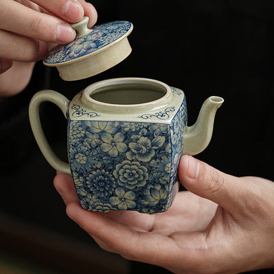 Buddha Stones Blue and White Porcelain Chinese Gongfu Tea Ceramic Kung Fu Teapot Cup Tea Filter Canister Teapot BS 6