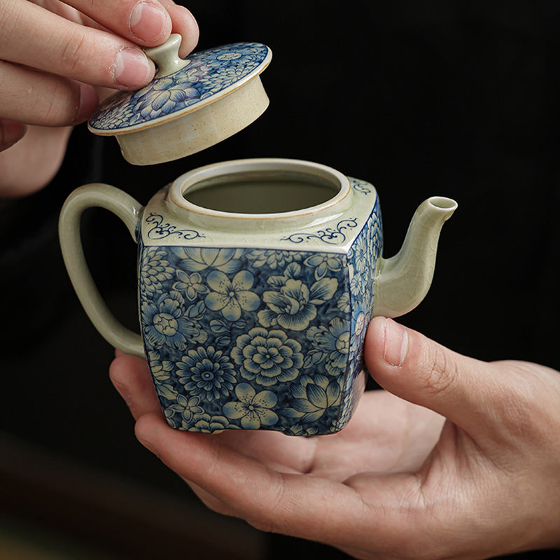 Buddha Stones Blue and White Porcelain Chinese Gongfu Tea Ceramic Kung Fu Teapot Cup Tea Filter Canister Teapot BS 6