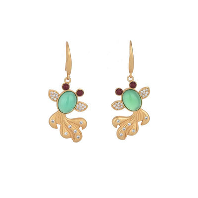Buddha Stones FengShui Jade Koi Fortune Earrings Earrings BS Jade