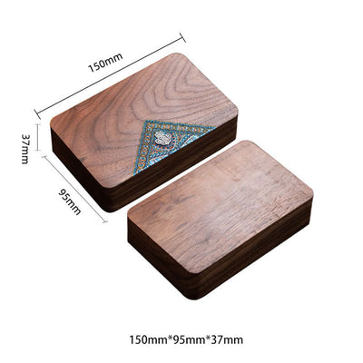Buddha Stones Vintage Handmade Black Walnut Wood Jewelry Storage Box Wooden Gift Box Jewelry Storage Box BS 22
