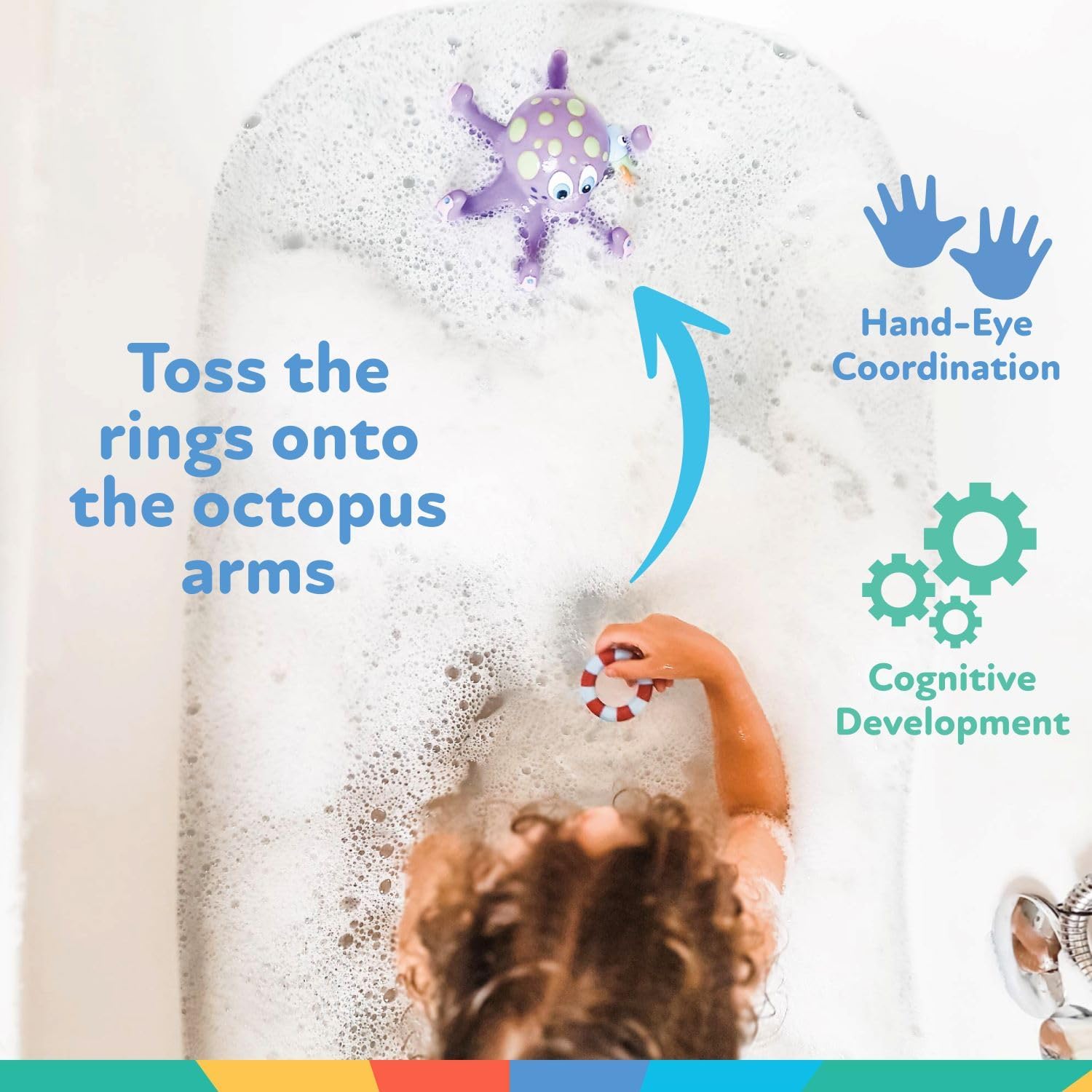 Juego de juguetes de baño de pulpo Fidtoy para niños pequeños