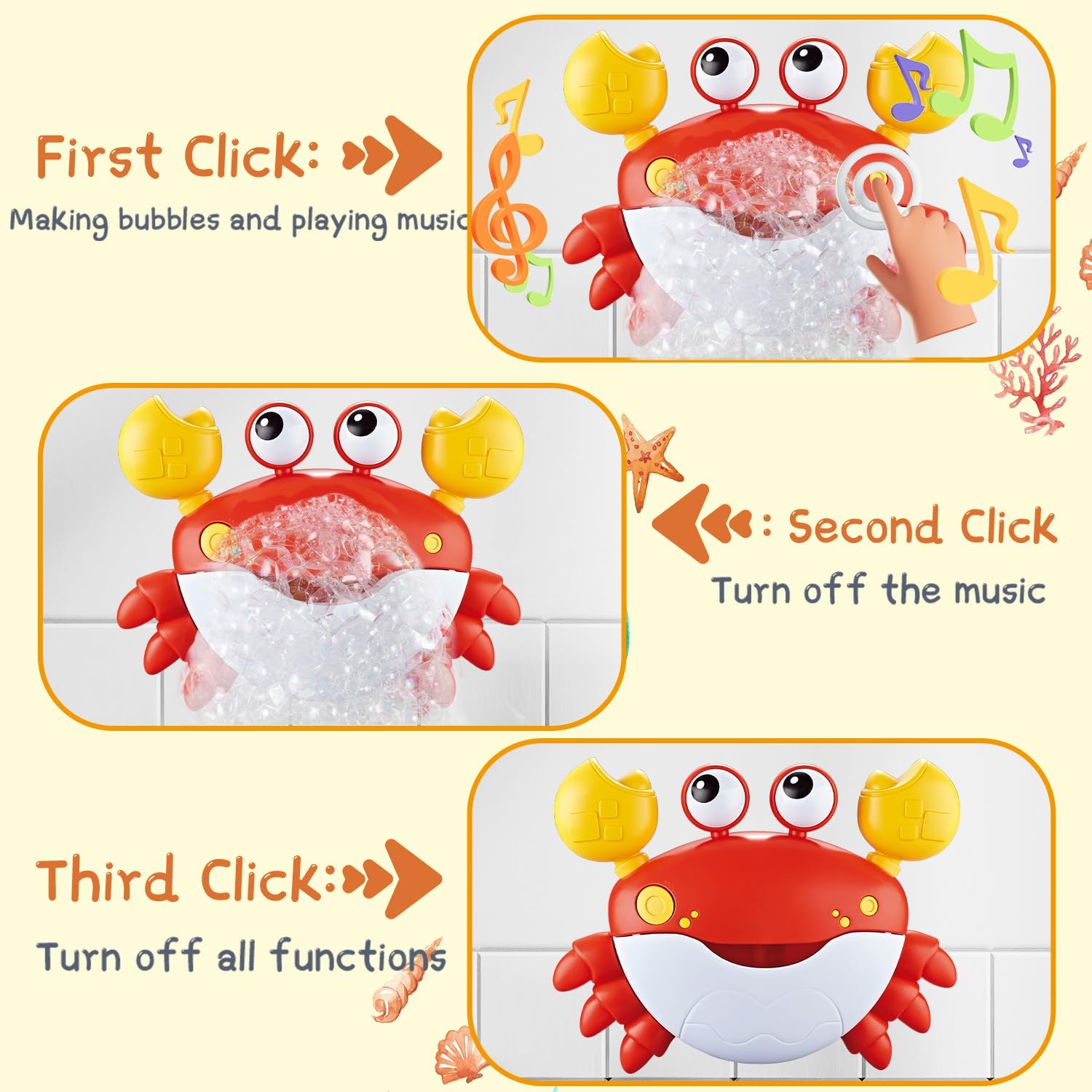Fidtoy Musical Crab Bubble Bath Toy for Toddlers – Bubble Maker Bath Toy with Music for Kids
